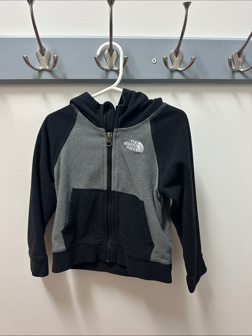 The North Face Black & Gray Kids Zip-Up Fleece Hoodie